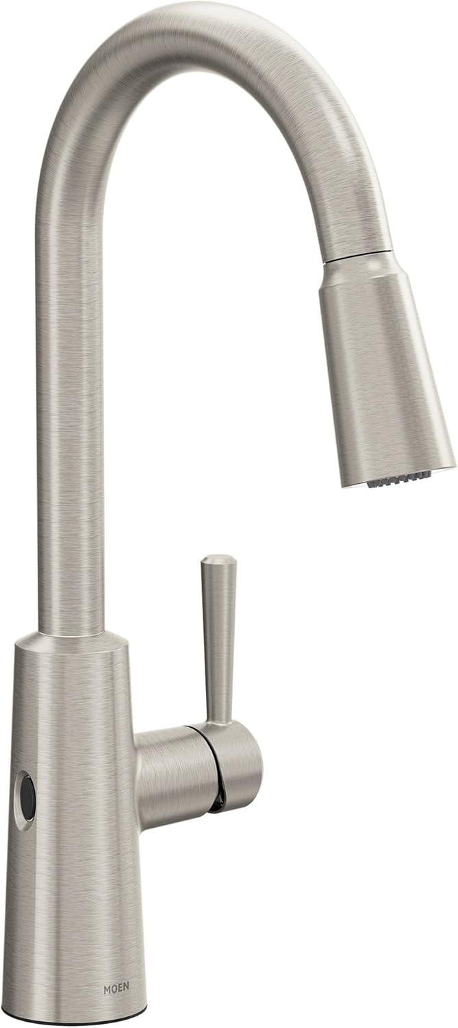 image:imageMoen Riley Matte Black Motionsense Wave Sensor Touchless One Handle Pulldown Kitchen Faucet Featuring Power Clean 7402EWBLSpot Resist Stainless
