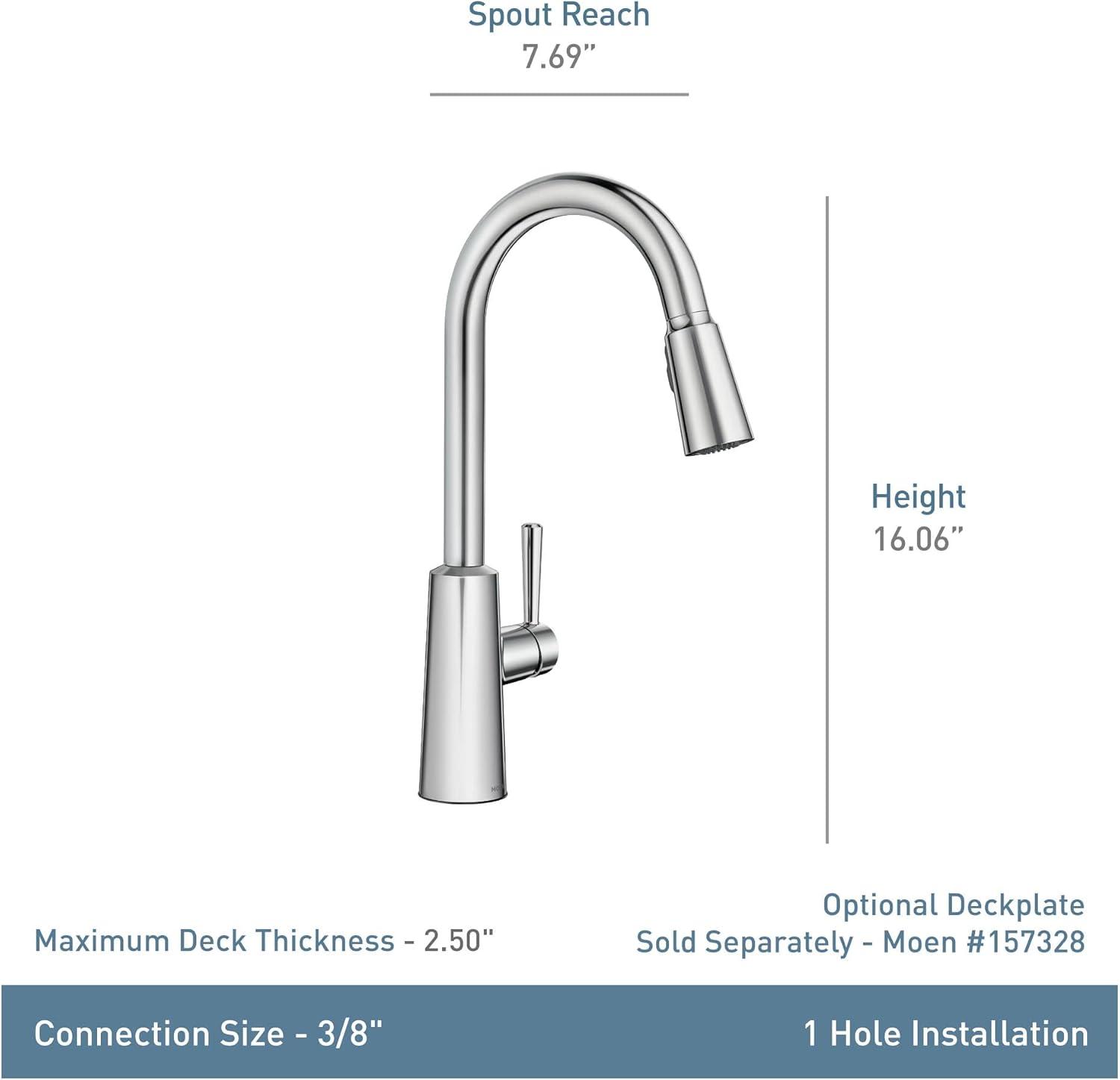 image:imageMoen Riley Matte Black Motionsense Wave Sensor Touchless One Handle Pulldown Kitchen Faucet Featuring Power Clean 7402EWBLSpot Resist Stainless