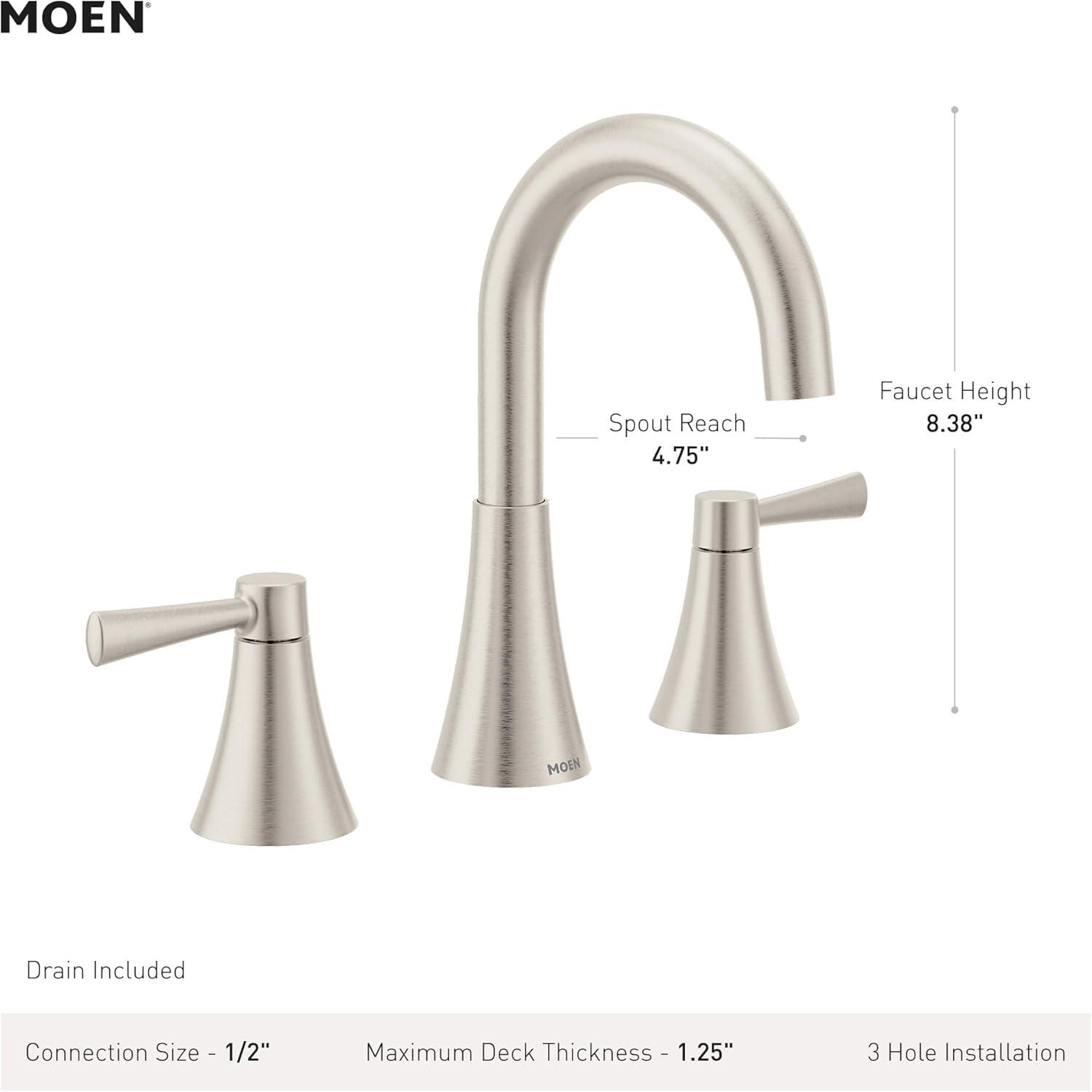 image:imageMoen Ronan Matte Black TwoHandle 4 Centerset Modern Bathroom Faucet with PushDown Drain 84022BLMatte Black