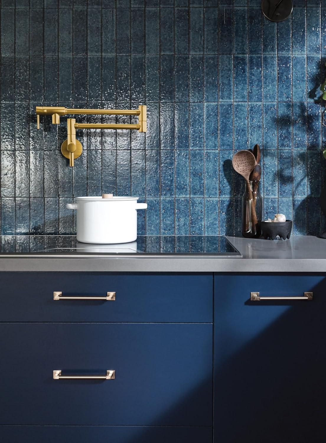 image:imageMoen S665BLS Modern Wall Mount Swing Arm Folding Pot Filler Kitchen Faucet Black StainlessBrushed Gold