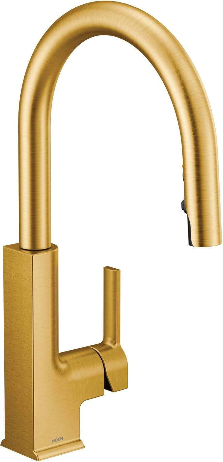 image:imageMoen STO One Handle High Arc Pulldown Modern Kitchen Faucet with Power Clean Spot Resist Stainless S72308SRSBrushed Gold