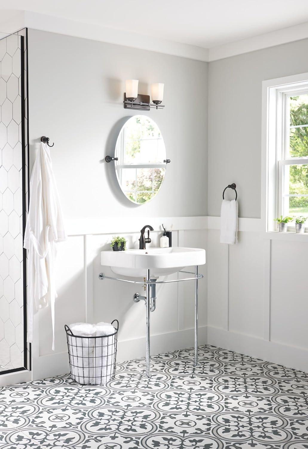 image:imageMoen Sarona Spot Resist Brushed Nickel OneHandle Single Hole Rustic Farmhouse Bathroom Sink Faucet with Optional Deckplate 84144SRNMediterranean Bronze