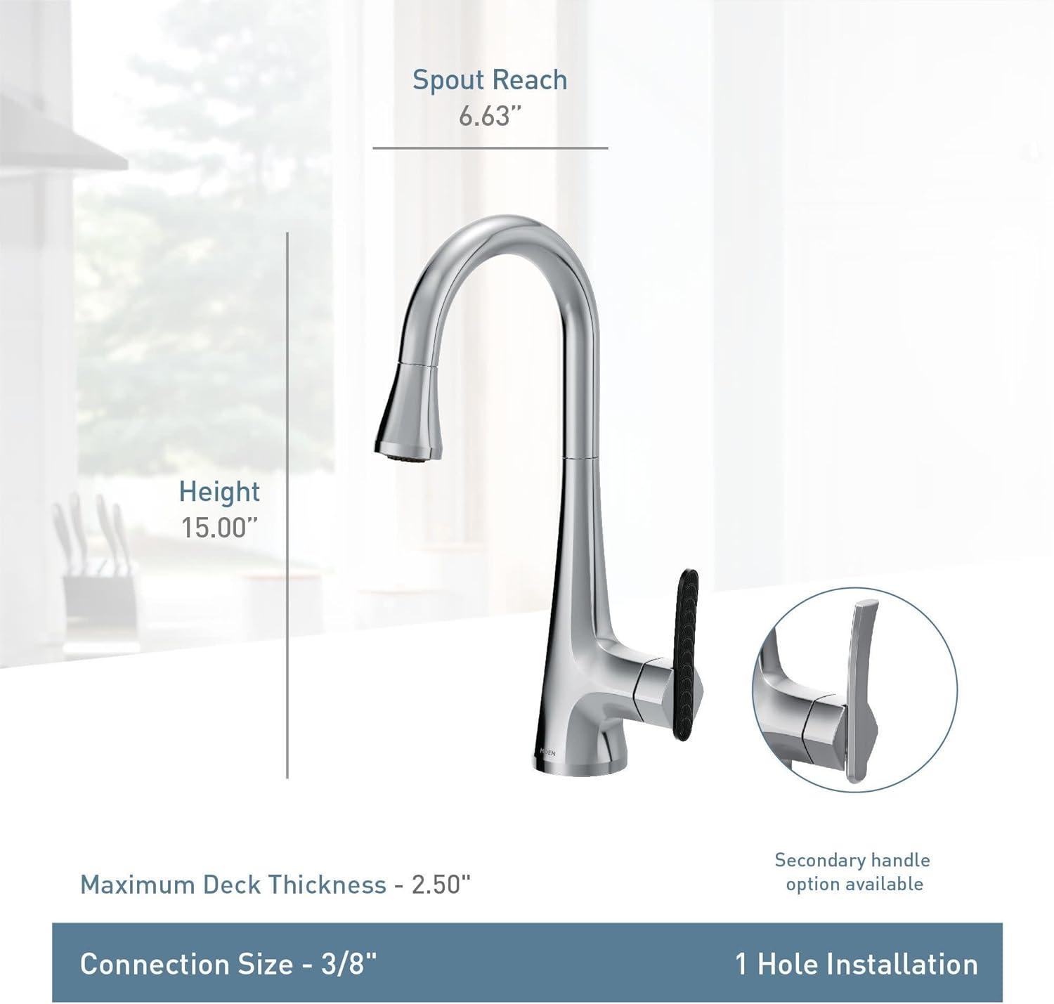 image:imageMoen Sinema Chrome Spring Pulldown Kitchen Faucet with PreRinse and Power Boost Modern Kitchen Faucet One Handle Easy Installation S5235Spot Resist Stainless