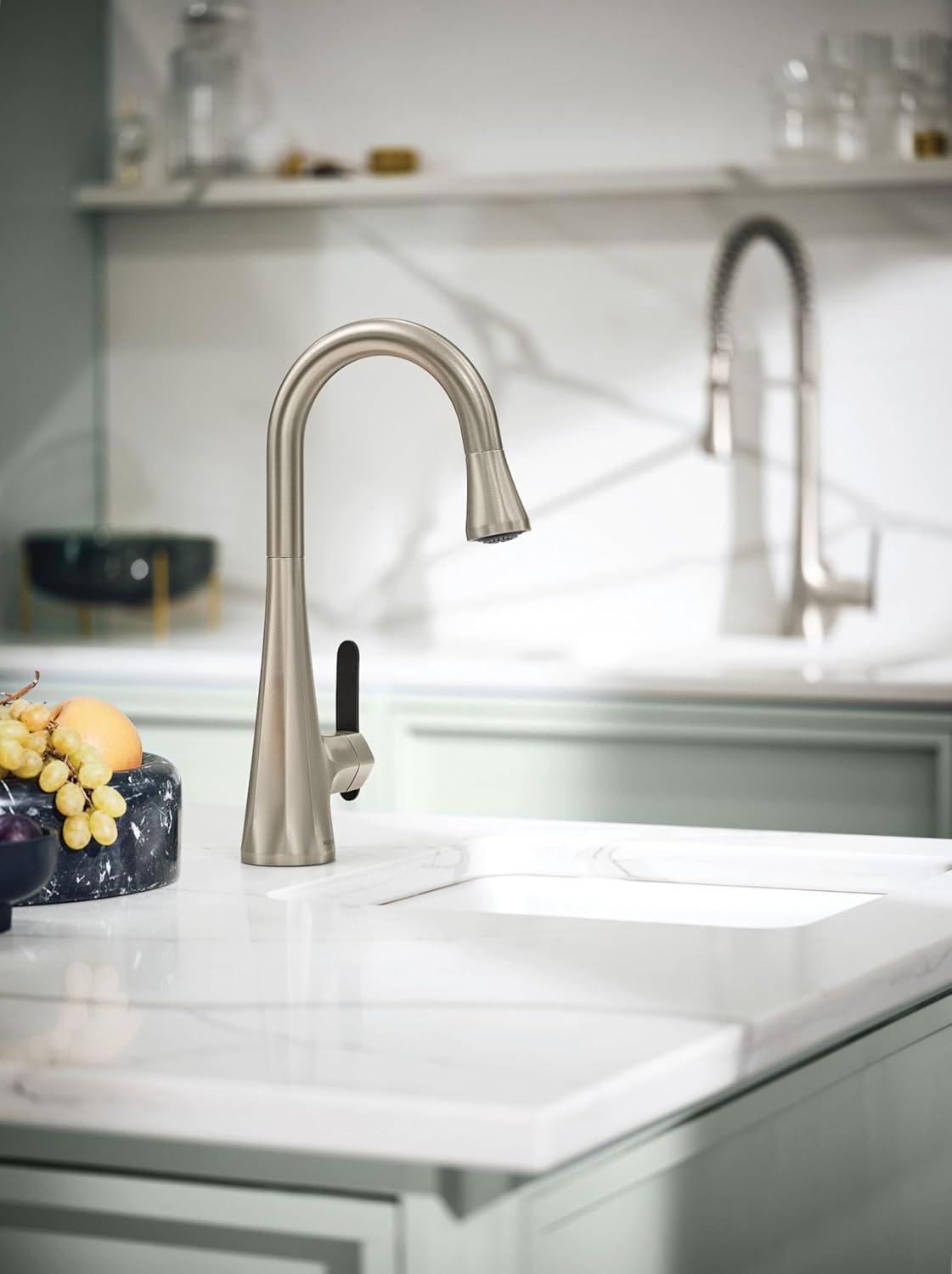 image:imageMoen Sinema Chrome Spring Pulldown Kitchen Faucet with PreRinse and Power Boost Modern Kitchen Faucet One Handle Easy Installation S5235Spot Resist Stainless