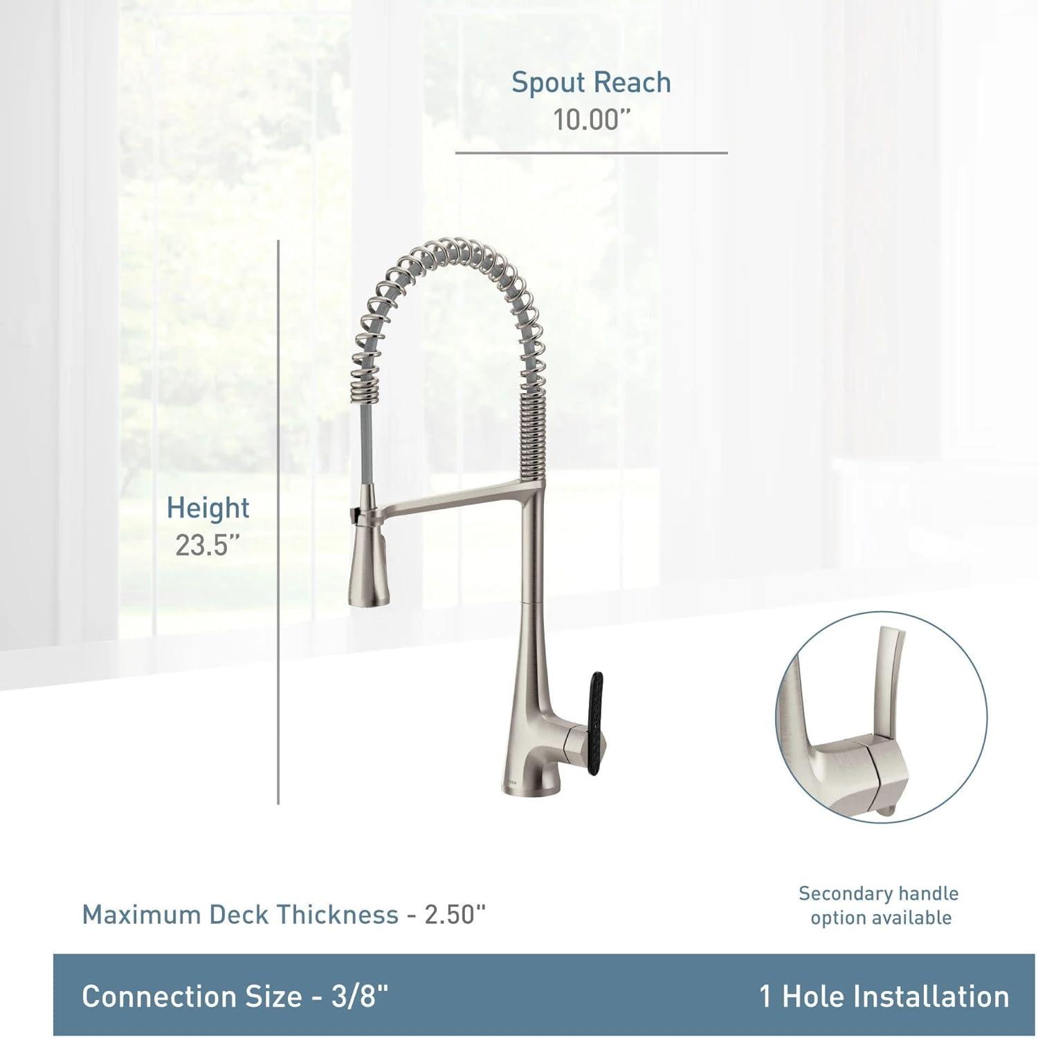 image:imageMoen Sinema Chrome Spring Pulldown Kitchen Faucet with PreRinse and Power Boost Modern Kitchen Faucet One Handle Easy Installation S5235Spot Resist Stainless