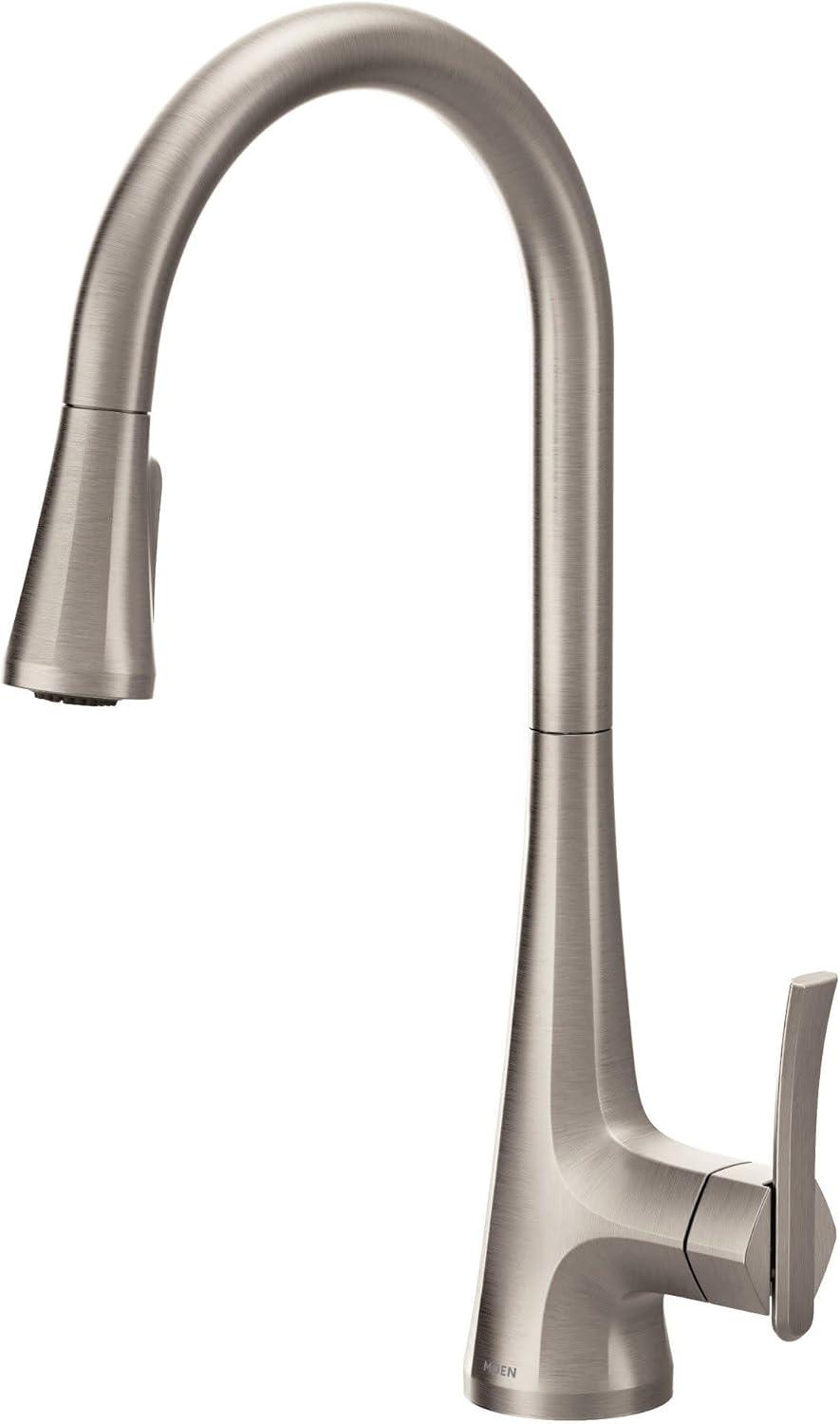 image:imageMoen Sinema Chrome Spring Pulldown Kitchen Faucet with PreRinse and Power Boost Modern Kitchen Faucet One Handle Easy Installation S5235Spot Resist Stainless