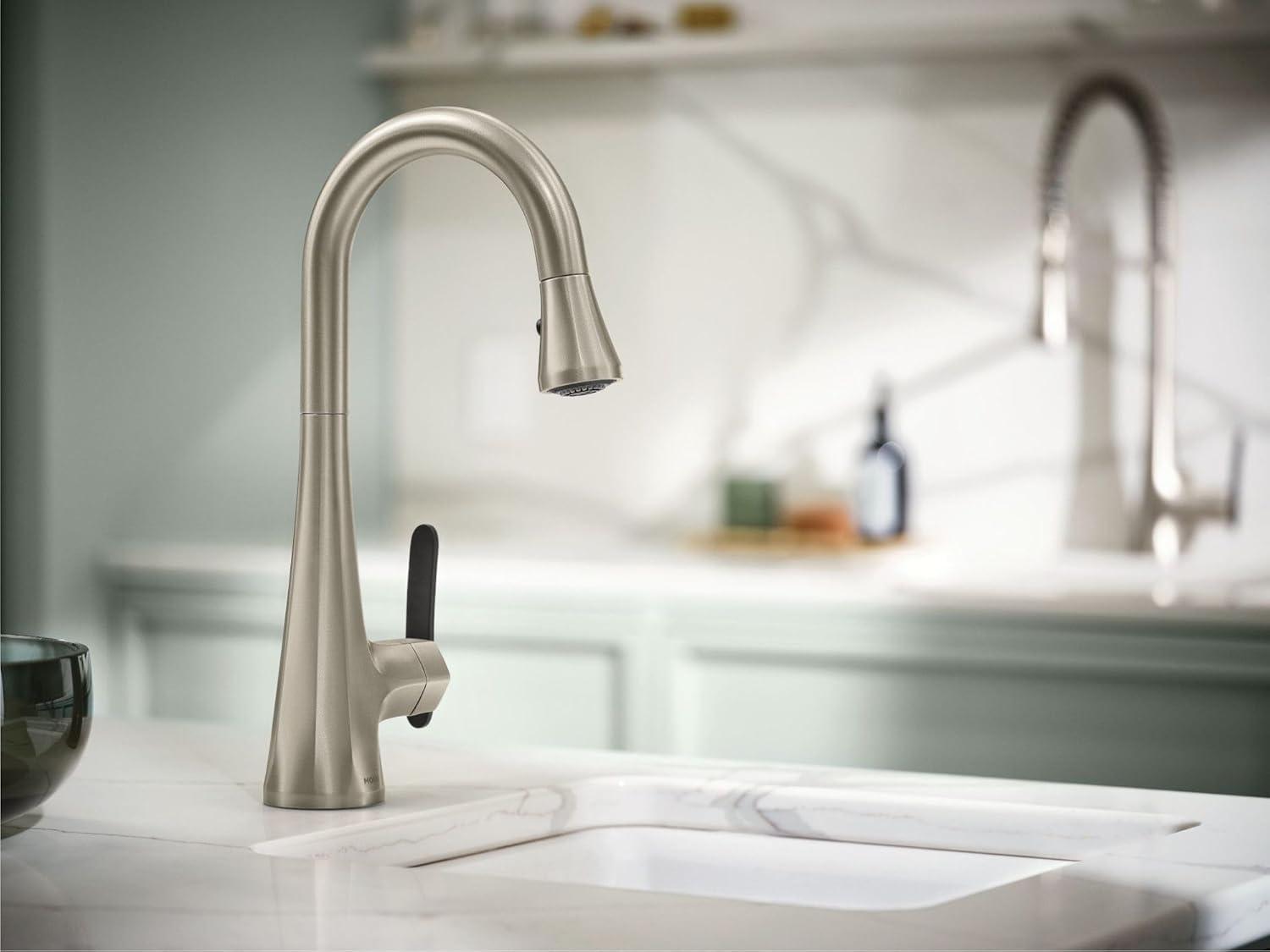 image:imageMoen Sinema Chrome Spring Pulldown Kitchen Faucet with PreRinse and Power Boost Modern Kitchen Faucet One Handle Easy Installation S5235Spot Resist Stainless