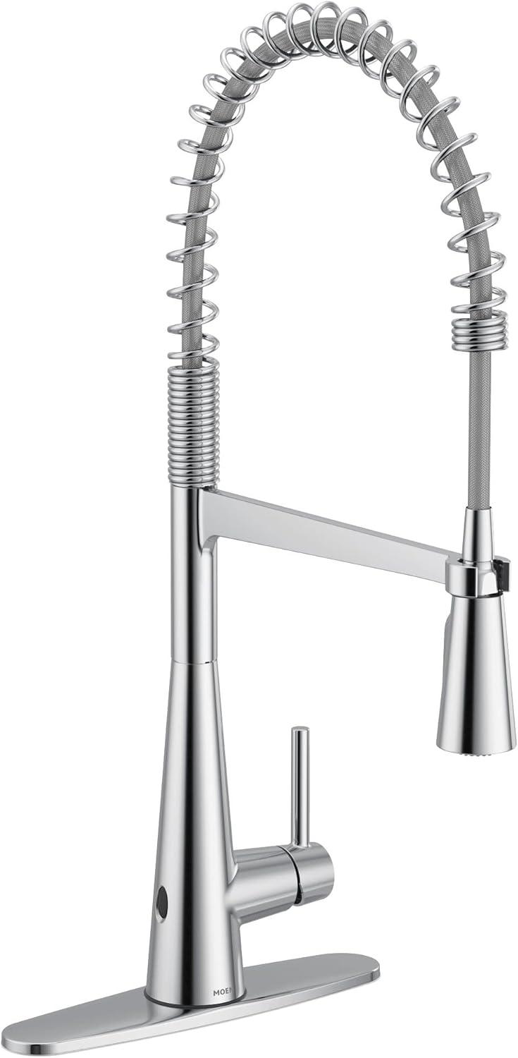 image:imageMoen Sleek Black Stainless OneHandle Touchless High Arc Pulldown Kitchen Faucet Modern Spring Kitchen Sink Faucet with Pulldown Sprayer Head and Wave Motion Sensor 5925EWBLSChrome