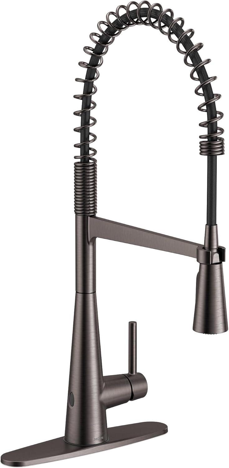 image:imageMoen Sleek Black Stainless OneHandle Touchless High Arc Pulldown Kitchen Faucet Modern Spring Kitchen Sink Faucet with Pulldown Sprayer Head and Wave Motion Sensor 5925EWBLSBlack Stainless