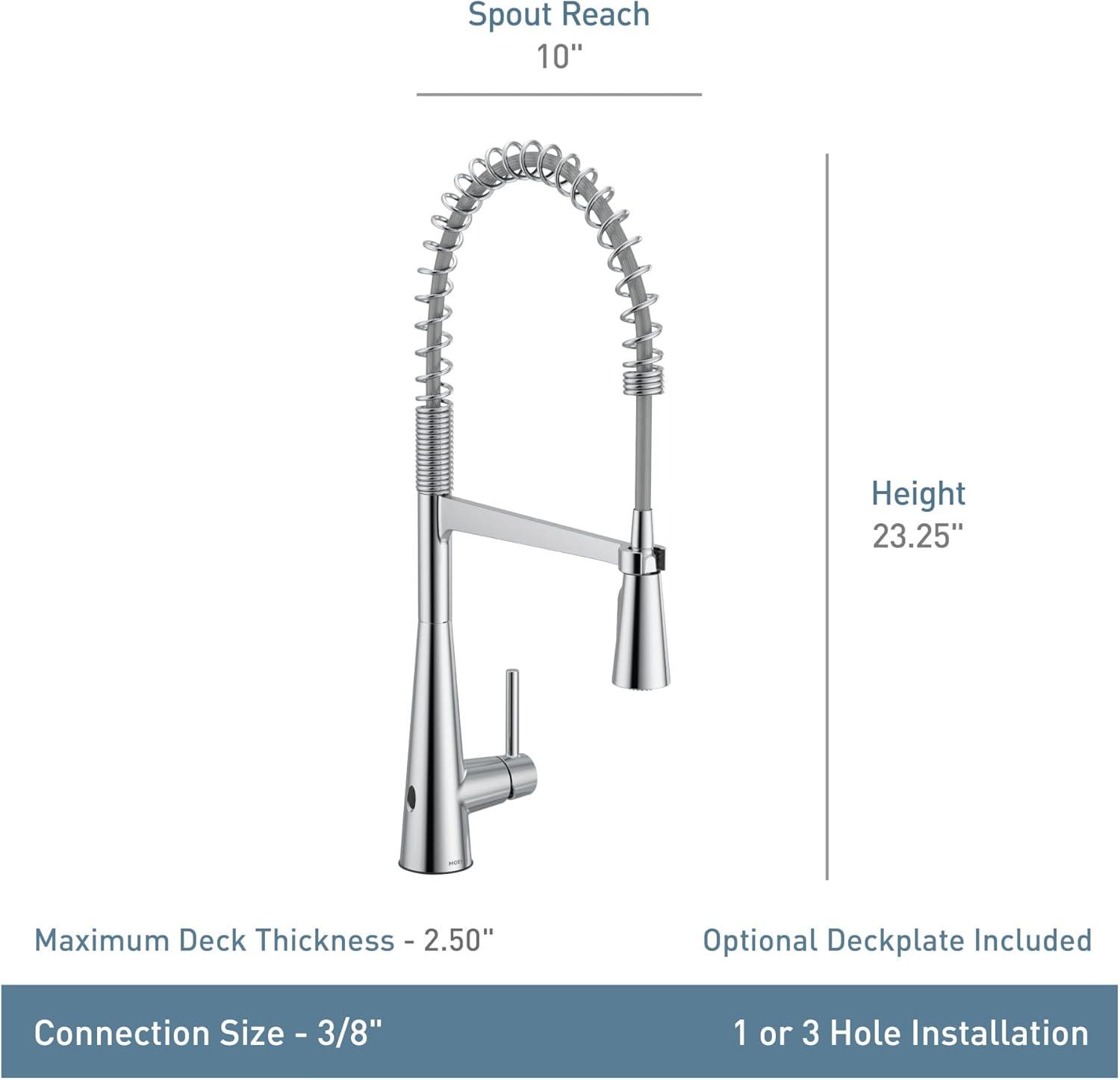 image:imageMoen Sleek Black Stainless OneHandle Touchless High Arc Pulldown Kitchen Faucet Modern Spring Kitchen Sink Faucet with Pulldown Sprayer Head and Wave Motion Sensor 5925EWBLSChrome