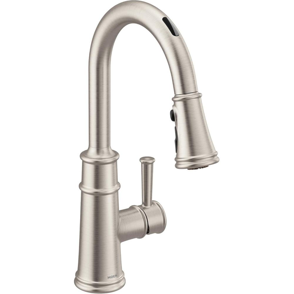 image:imageMoen 7260EVSRS Belfield Smart Faucet Touchless Pull Down Sprayer Kitchen Faucet with Voice Control and Power Boost Spot Resist Stainless