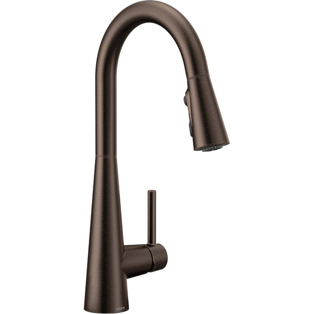 image:imageMoen 7864EVC Sleek Smart Faucet Touchless Pull Down Sprayer Kitchen Faucet with Voice Control and Power Boost ChromeOil Rubbed Bronze