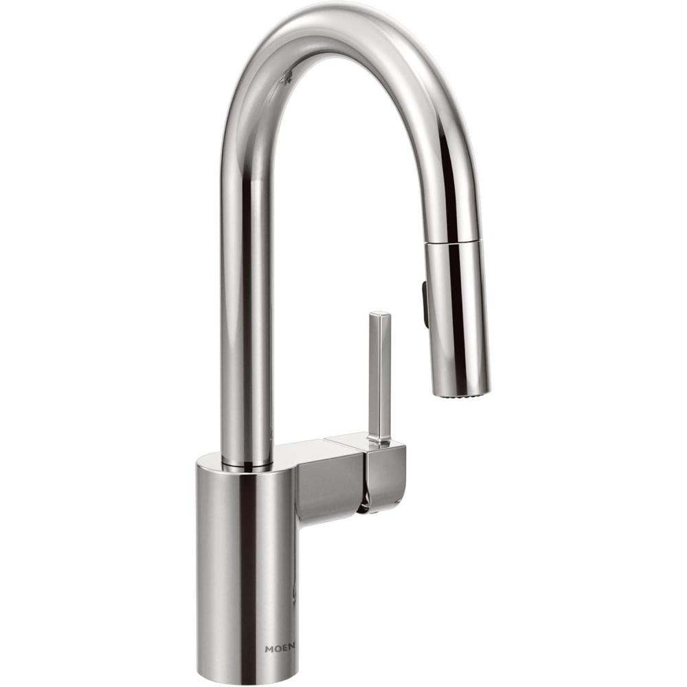 image:imageMoen Align Brushed Gold OneHandle Modern Pulldown Bar Faucet with Power Clean featuring Reflex Docking System 5965BGChrome