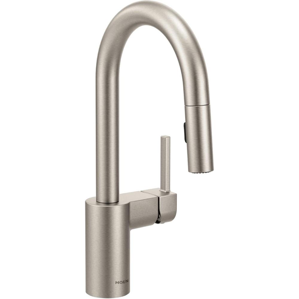 image:imageMoen Align Brushed Gold OneHandle Modern Pulldown Bar Faucet with Power Clean featuring Reflex Docking System 5965BGSpot Resist Stainless