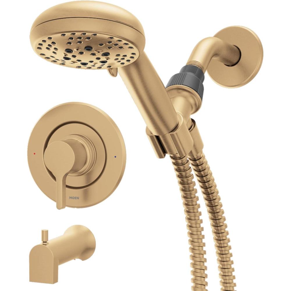 image:imageMoen Beric Bronzed Gold Single Handle Modern Tub and Shower Faucet with Handshower Valve Included 82775BZGBronzed Gold
