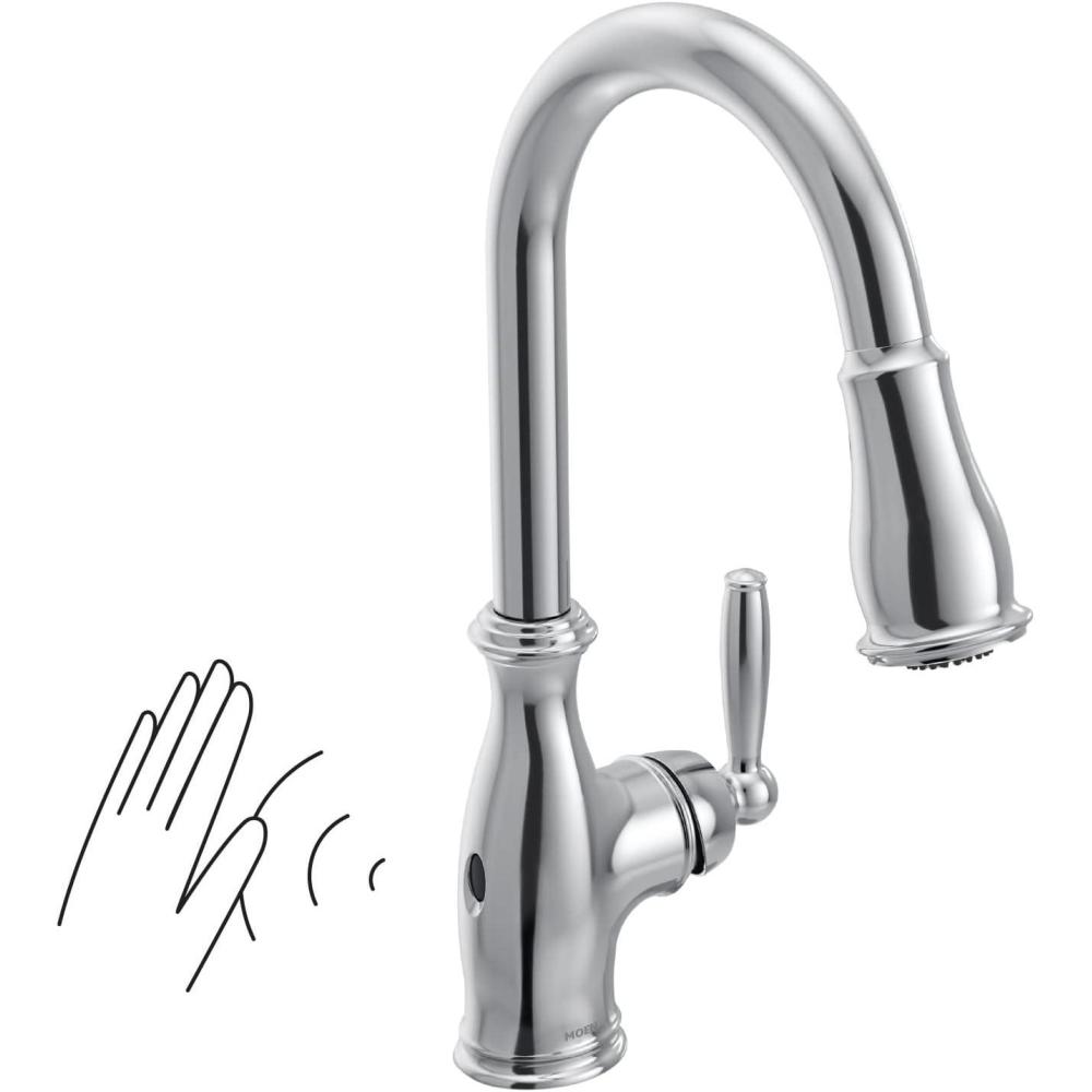 image:imageMoen Brantford Spot Resist Stainless Motionsense Wave Touchless OneHandle Pulldown Kitchen Faucet Featuring Power Clean and Reflex Docking System 7185EWSRSChrome