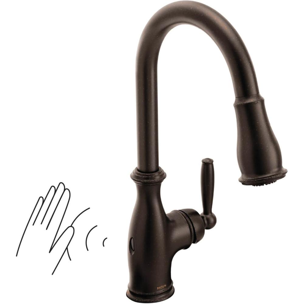 image:imageMoen Brantford Spot Resist Stainless Motionsense Wave Touchless OneHandle Pulldown Kitchen Faucet Featuring Power Clean and Reflex Docking System 7185EWSRSOil Rubbed Bronze