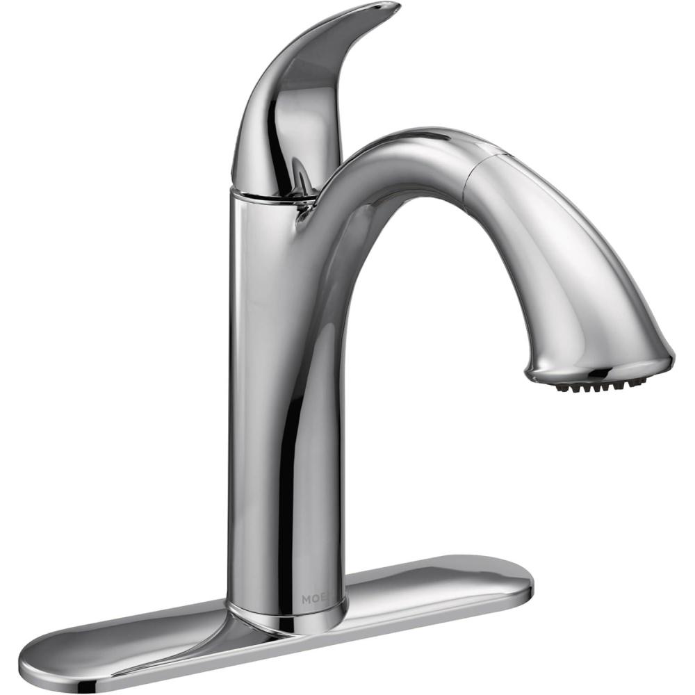 image:imageMoen Camerist OilRubbed Bronze OneHandle Single Hole Kitchen Faucet with Pullout Spout Bathroom Sink has Deck Plate for ThreeHole Countertop Drain Trim Included 7545ORBChrome