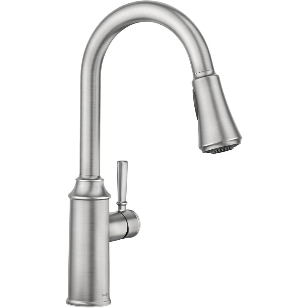 image:imageMoen Conneaut One Handle Pulldown Kitchen Sink Faucet with Reflex Docking and Power Clean Spot Resist Stainless 87801SRSFaucet only