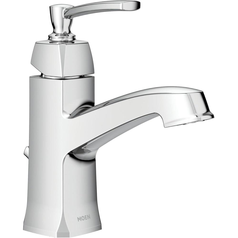 image:imageMoen Conway Chrome OneHandle Single Hole or Centerset Bathroom Faucet with Drain Assembly WS84923