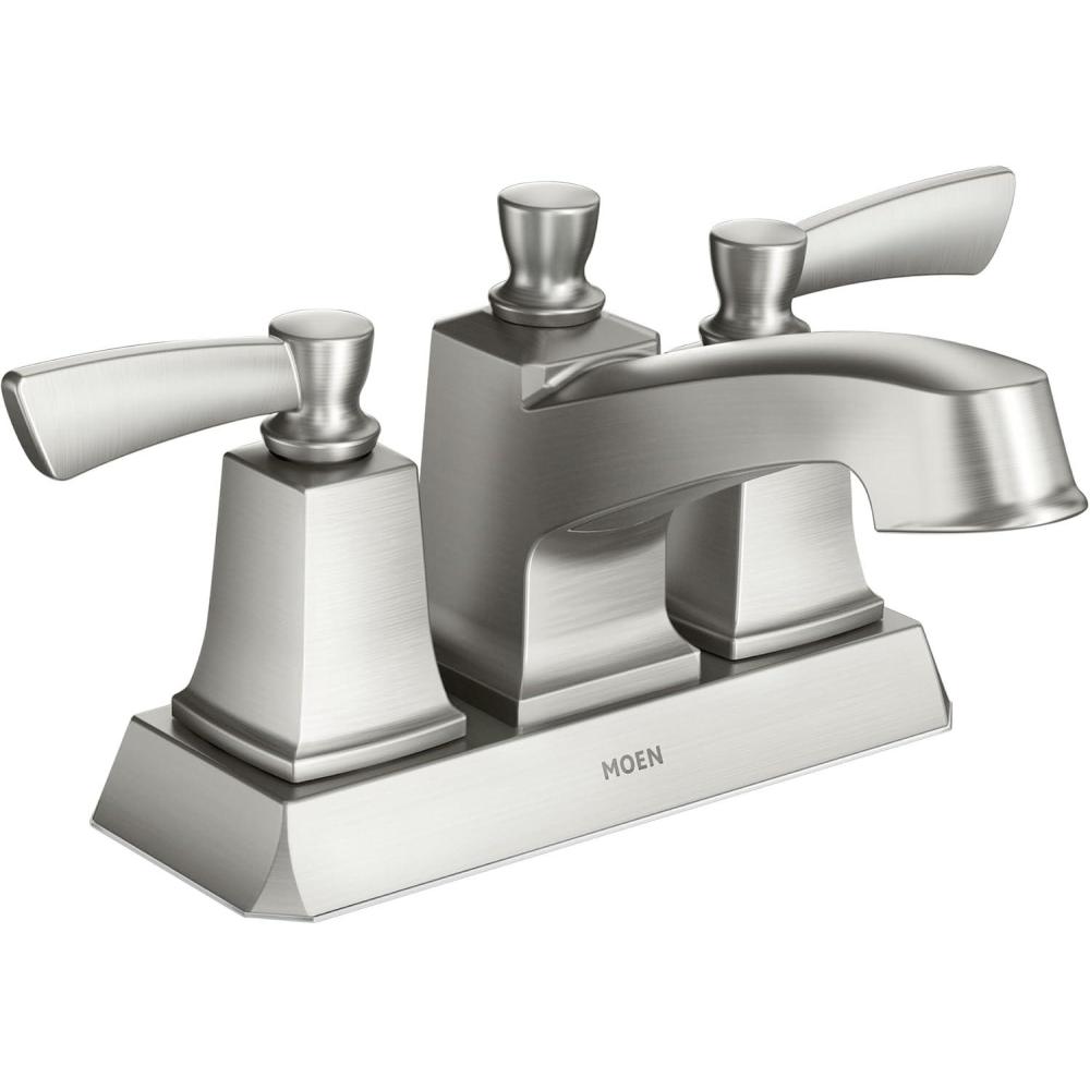 image:imageMoen Conway Spot Resist Brushed Nickel TwoHandle Centerset Bathroom Faucet with Drain Assembly WS84922SRNPack of 1