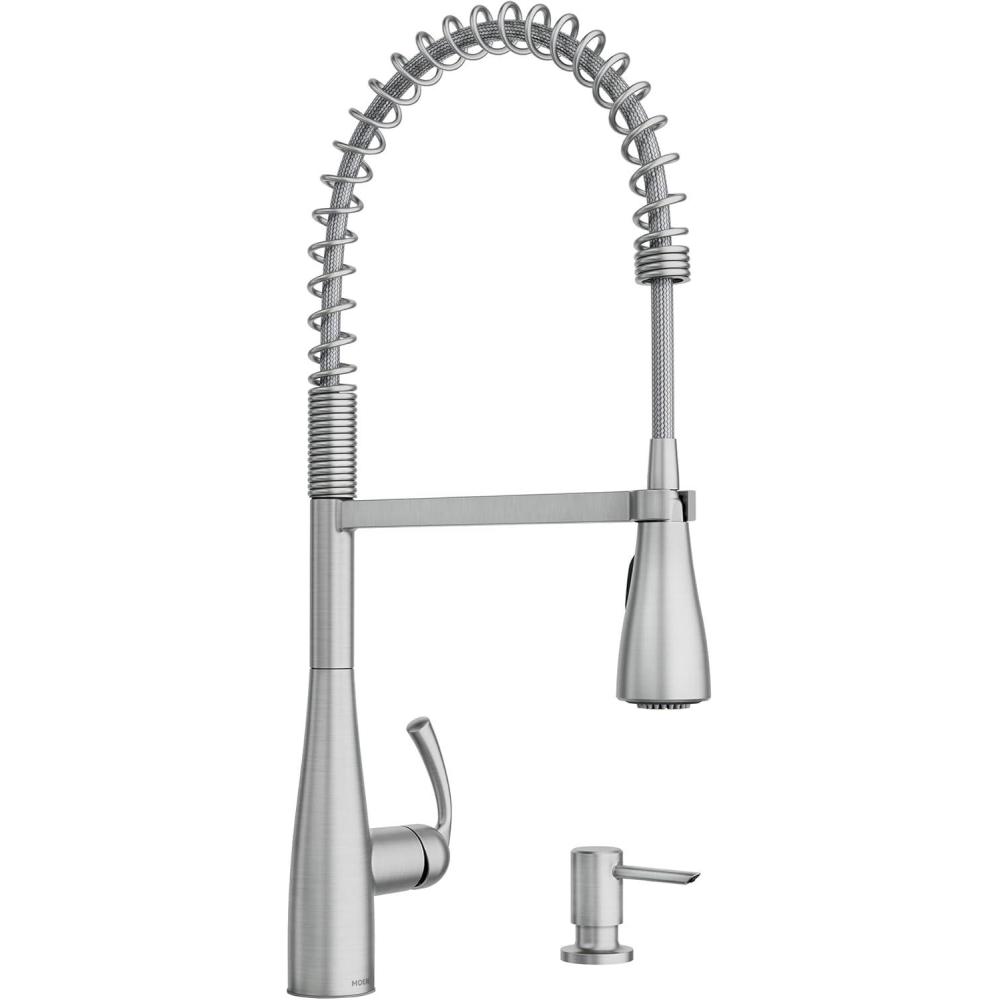 image:imageMoen Essie Spot Resist Stainless MotionSense Wave OneHandle Touchless Kitchen Faucet with Pulldown Sprayer and Soap Dispenser 87014EWSRSSpot Resist Stainless