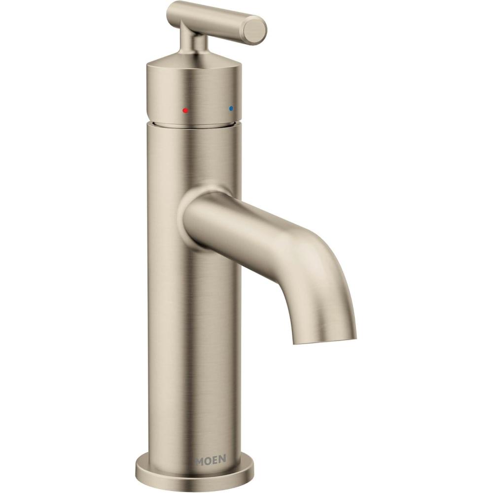 image:imageMoen Gibson OneHandle Single Hole Modern Bathroom Sink Faucet with Optional Deckplate Matte Black 6145BLBrushed Nickel