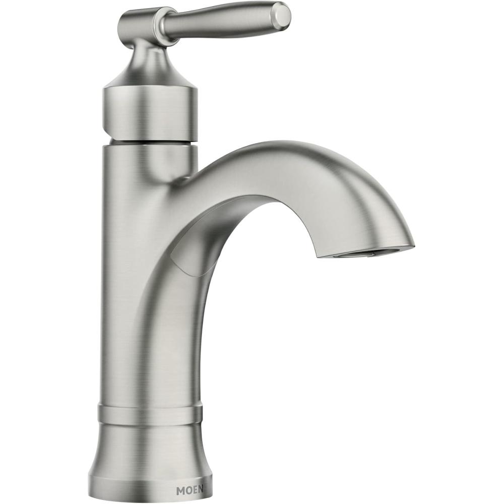 image:imageMoen Halle Spot Resist Brushed Nickel OneHandle Single Hole Bathroom Sink Faucet with Optional Deckplate 84970SRN