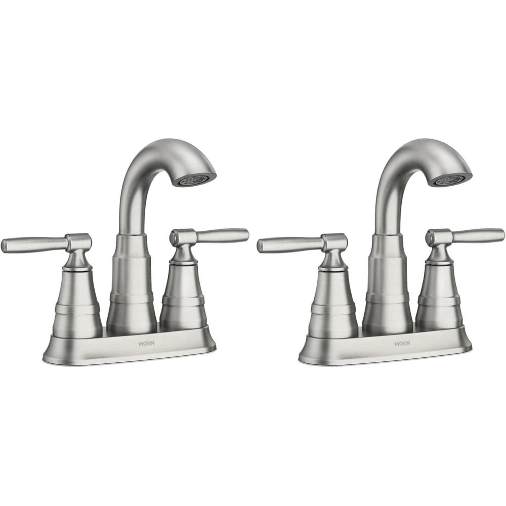 image:imageMoen Halle Spot Resist Nickel Widespread Traditional Bathroom Faucet with Drain Assembly for 3Hole Applications 84972SRNPack of 2