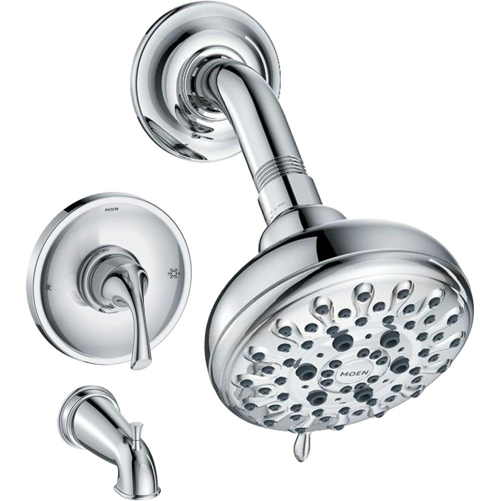 image:imageMoen Idora Chrome PosiTemp Tub and Shower Set with Showerhead Lever Handle Tub Spout and Valve Included 82115Chrome