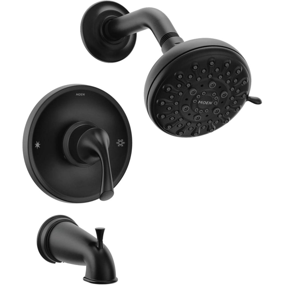 image:imageMoen Idora Chrome PosiTemp Tub and Shower Set with Showerhead Lever Handle Tub Spout and Valve Included 82115Matte Black