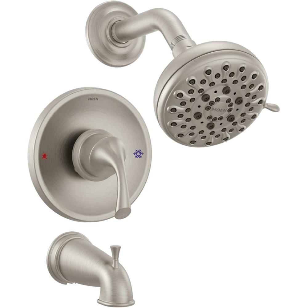 image:imageMoen Idora Chrome PosiTemp Tub and Shower Set with Showerhead Lever Handle Tub Spout and Valve Included 82115Spot Resist Brushed Nickel