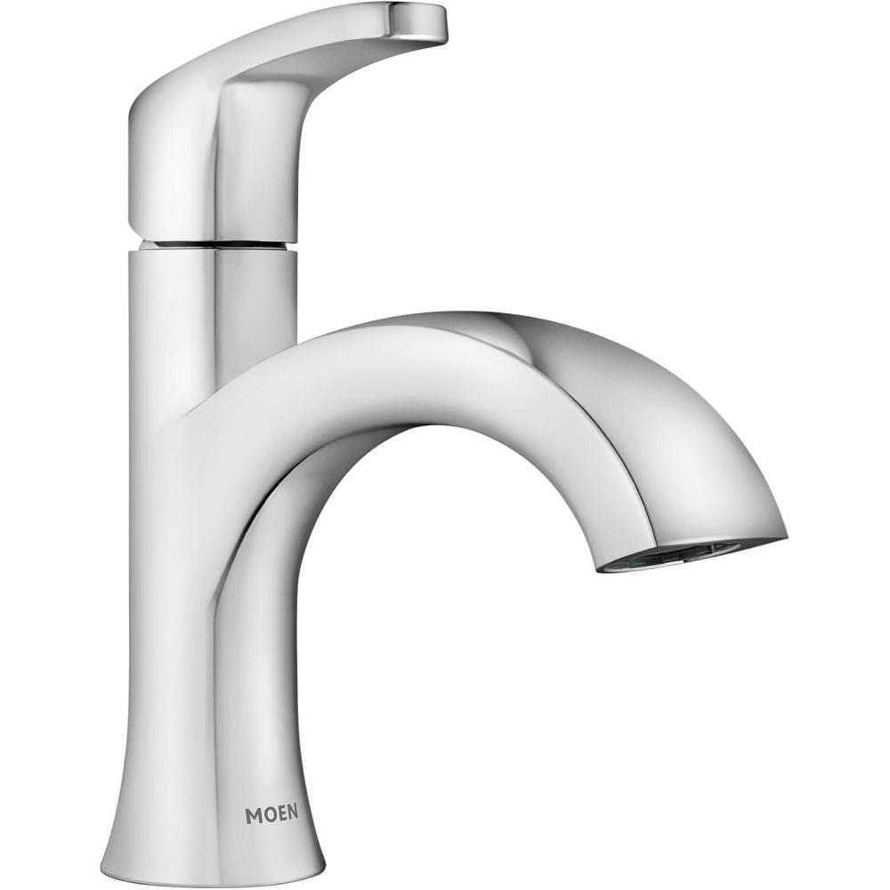 image:imageMoen Karis Black Matte OneHandle Single Hole Bathroom Sink Faucet with Optional Deckplate 84346BLChrome