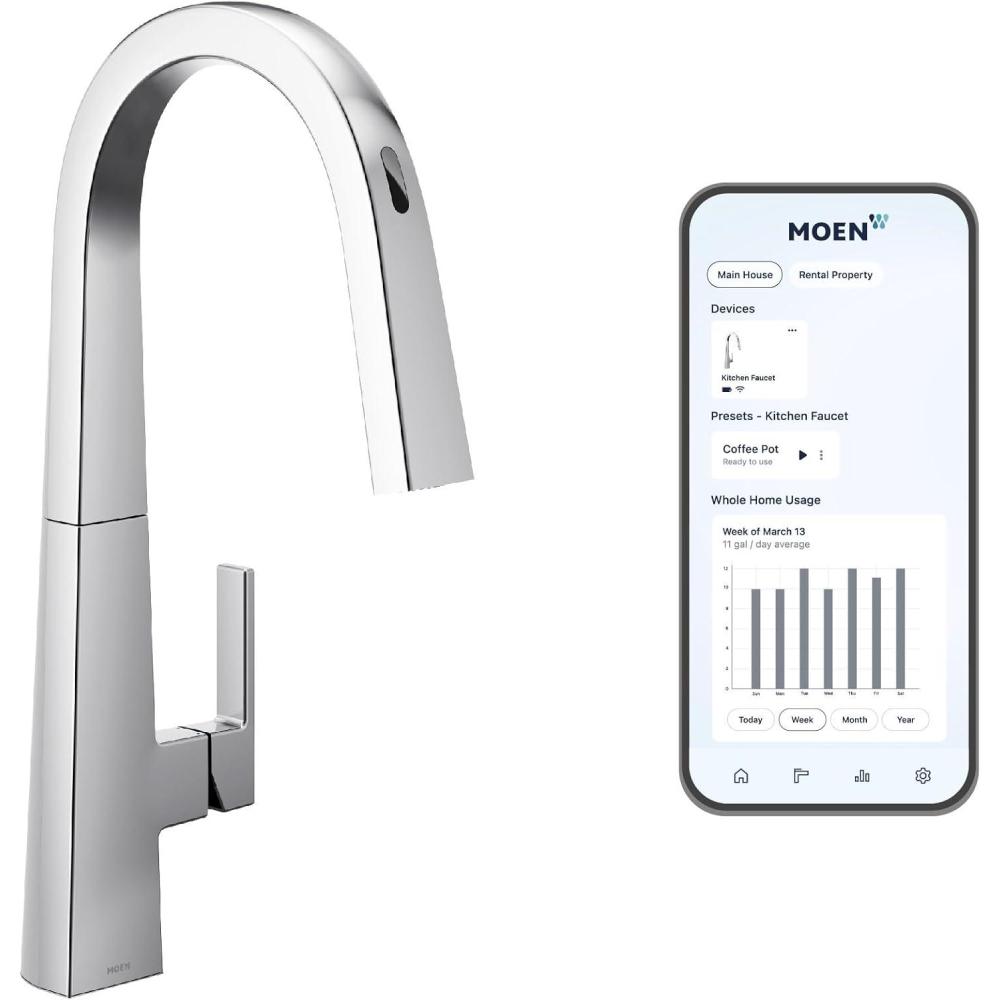 image:imageMoen Nio Spot Resist Stainless Contemporary Smart Faucet Touchless Pull Down Sprayer Kitchen Faucet with Voice Control and Power Boost S75005EVSRSChrome