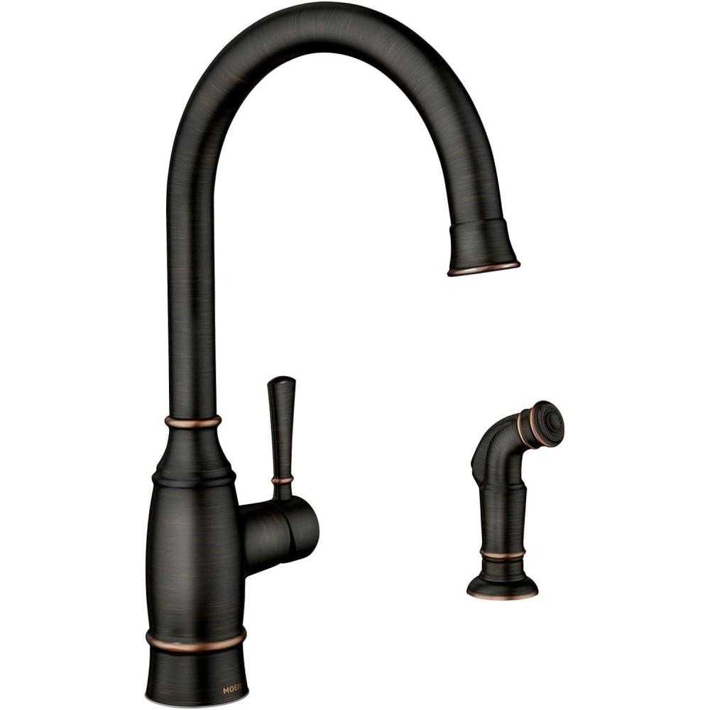 image:imageMoen Noell Mediterranean Bronze SingleHandle Kitchen Faucet with Side Sprayer 87506BRB