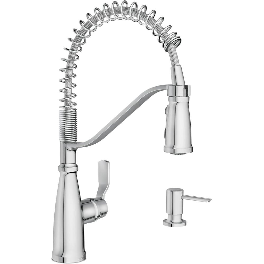 image:imageMoen Nolia Bronzed Gold OneHandle Single Hole Spring Kitchen Faucet with Pull Down Sprayer and Soap Dispenser 87886BZGChrome
