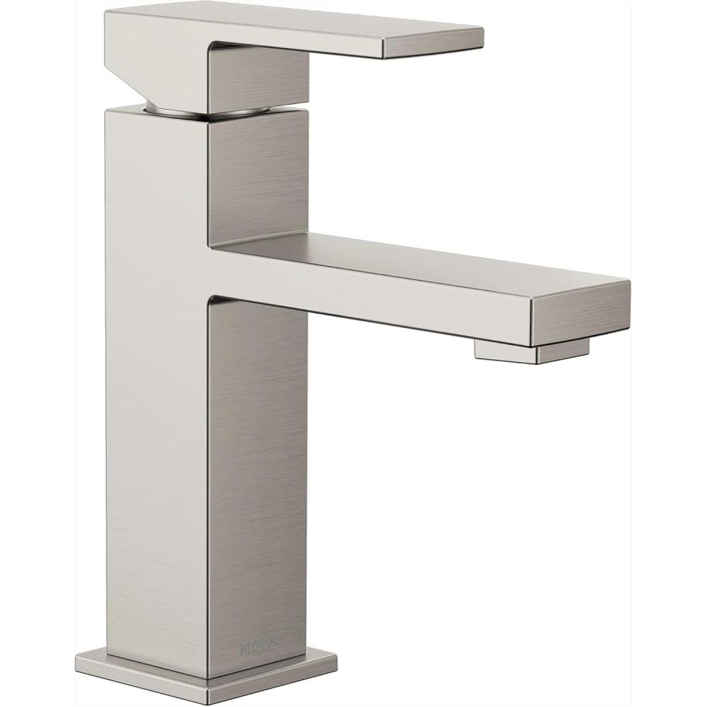 image:imageMoen Revyl Bronzed Gold OneHandle Single Hole Modern Bathroom Sink Faucet with Optional Deckplate and Spring Loaded Drain Assembly 84771BZGSpot Resist Nickel