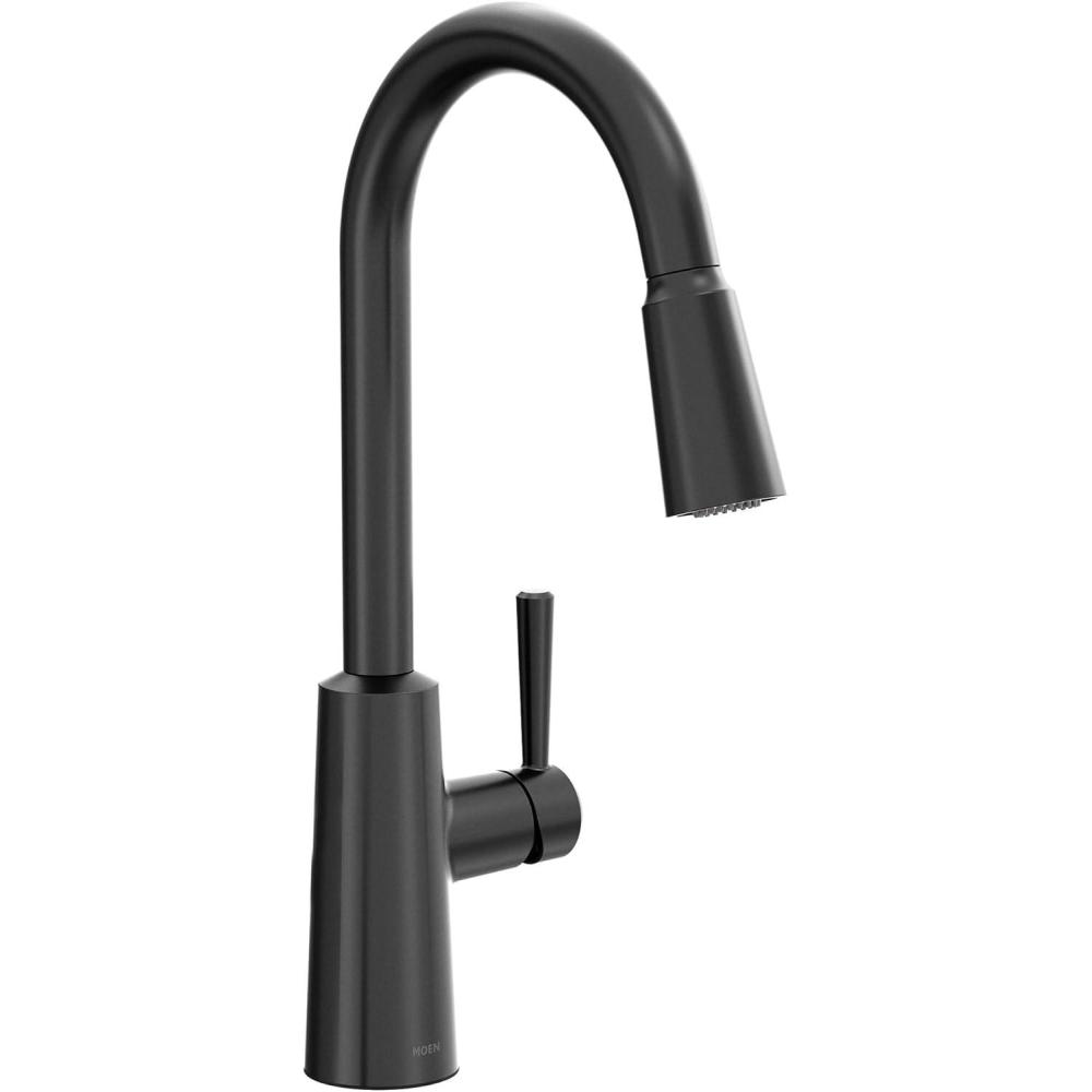 image:imageMoen Riley Matte Black Motionsense Wave Sensor Touchless One Handle Pulldown Kitchen Faucet Featuring Power Clean 7402EWBLMatte Black