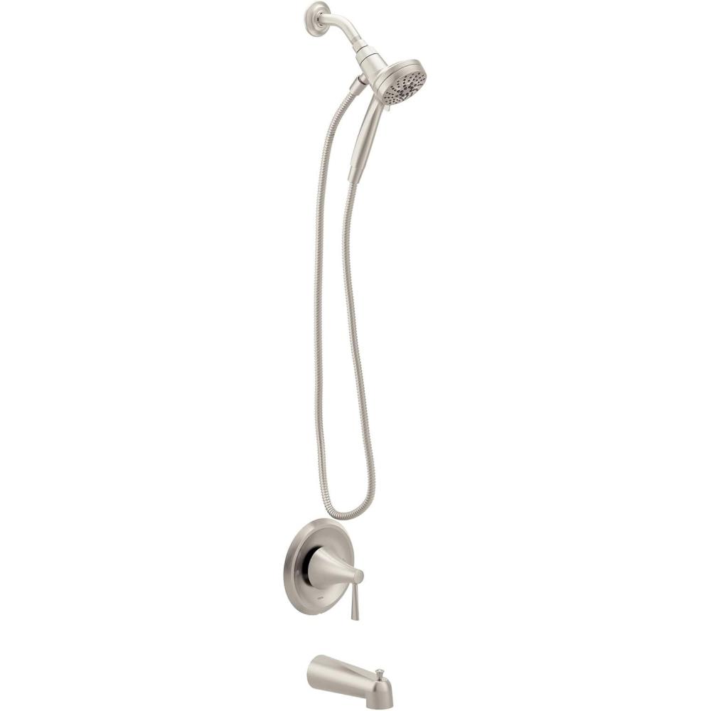 image:imageMoen Ronan Matte Black SingleHandle Modern Tub and Shower Faucet with Round Handheld Rainshower Spray Head Featuring Magnetix Valve Included 82021BLBrushed Nickel