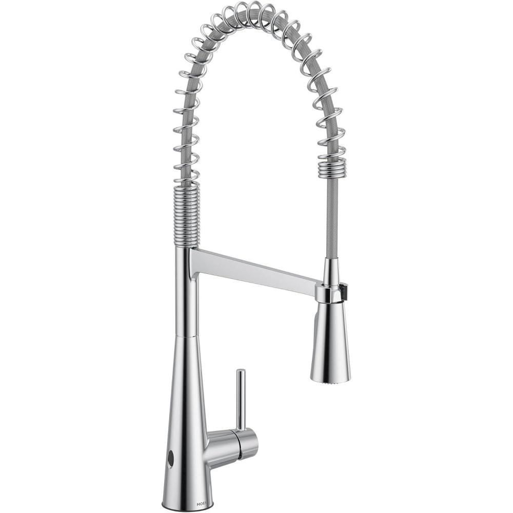 image:imageMoen Sleek Black Stainless OneHandle Touchless High Arc Pulldown Kitchen Faucet Modern Spring Kitchen Sink Faucet with Pulldown Sprayer Head and Wave Motion Sensor 5925EWBLSChrome