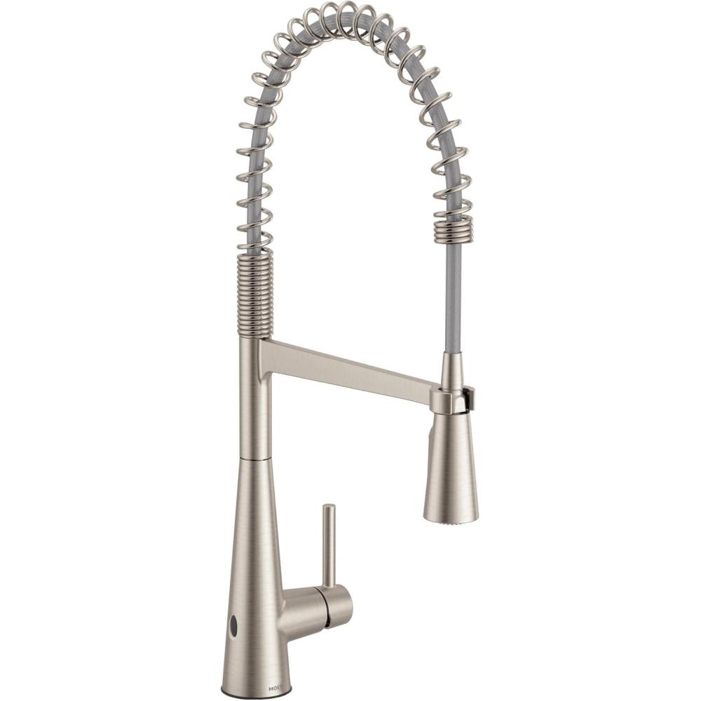image:imageMoen Sleek Black Stainless OneHandle Touchless High Arc Pulldown Kitchen Faucet Modern Spring Kitchen Sink Faucet with Pulldown Sprayer Head and Wave Motion Sensor 5925EWBLSSpot Resist Stainless