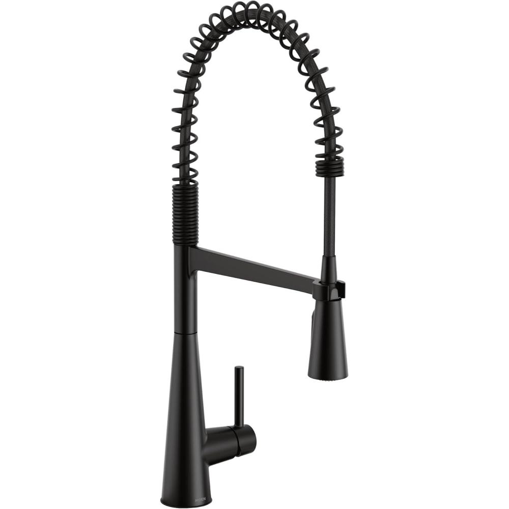 image:imageMoen Sleek Black Stainless OneHandle Touchless High Arc Pulldown Kitchen Faucet Modern Spring Kitchen Sink Faucet with Pulldown Sprayer Head and Wave Motion Sensor 5925EWBLSMatte Black