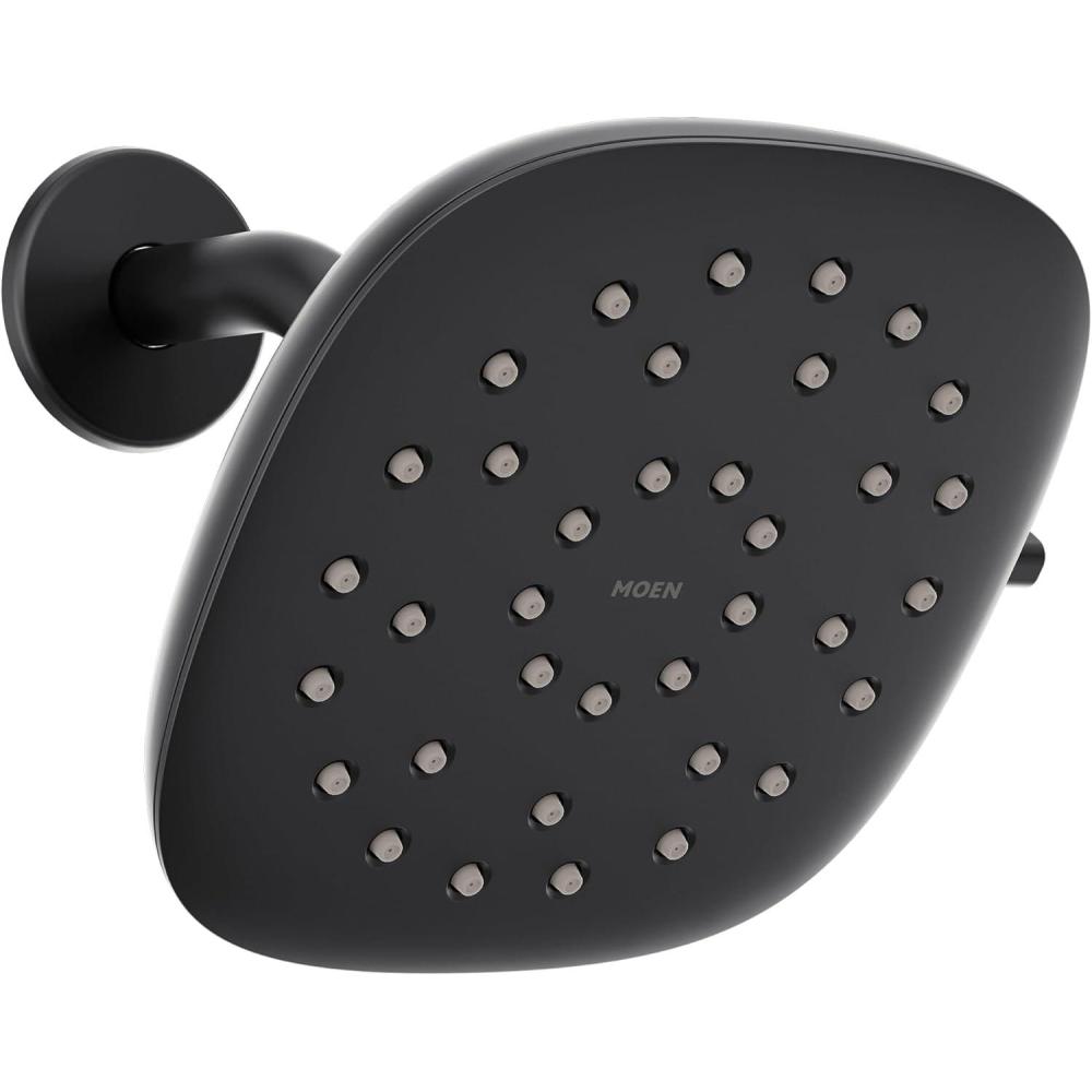 image:imageMoen Verso EcoPerformance Infiniti Dial Square Rain Shower Head 6Inch Diameter Spray Head Chrome 220R4EPMatte Black