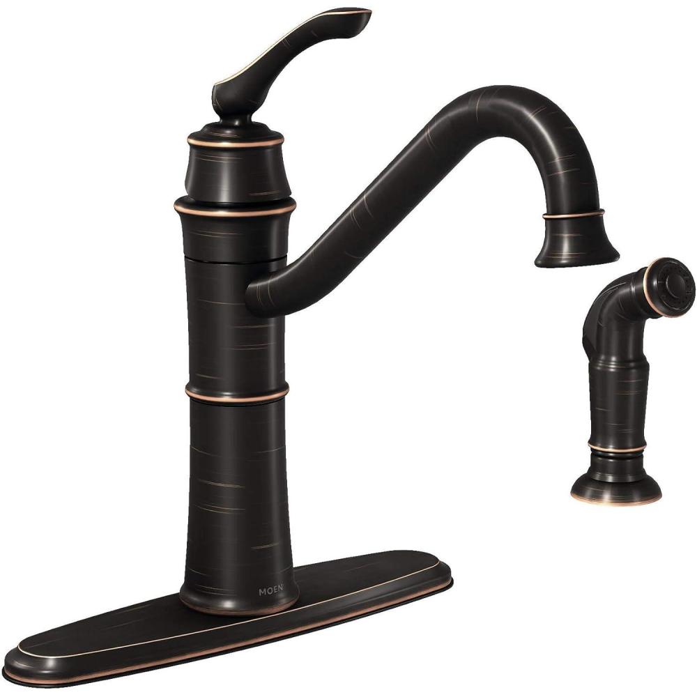 image:imageMoen Wetherly Mediterranean Bronze HighArc Kitchen Faucet with Side Spray 87999BRBMediterranean Bronze