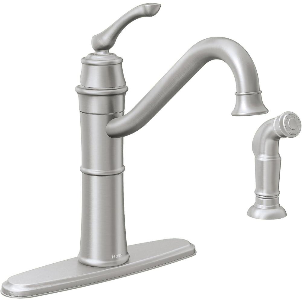 image:imageMoen Wetherly Mediterranean Bronze HighArc Kitchen Faucet with Side Spray 87999BRBSpot Resist Stainless