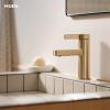 Moen Beric Matte Black Modern One-Handle Single Hole Bathroom Faucet with Drain Assembly and Optional Deckplate for Your Bath Sink, 84774BL(Bronzed Gold)