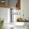 Moen Beric Matte Black Modern One-Handle Single Hole Bathroom Faucet with Drain Assembly and Optional Deckplate for Your Bath Sink, 84774BL(Chrome)