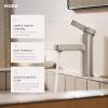 Moen Beric Matte Black Modern One-Handle Single Hole Bathroom Faucet with Drain Assembly and Optional Deckplate for Your Bath Sink, 84774BL(Chrome)