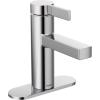 Moen Beric Matte Black Modern One-Handle Single Hole Bathroom Faucet with Drain Assembly and Optional Deckplate for Your Bath Sink, 84774BL(Chrome)