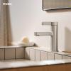Moen Beric Matte Black Modern One-Handle Single Hole Bathroom Faucet with Drain Assembly and Optional Deckplate for Your Bath Sink, 84774BL(Spot Resist Nickel)